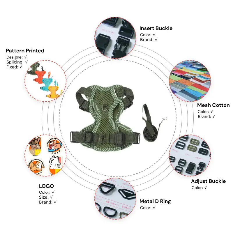 Custom Dopamine Breathable Reflective Dog Harness