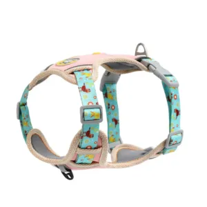 Dopamine Fun Element Printed Pet Harness(Pink+Blue)