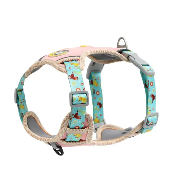 Dopamine Fun Element Printed Pet Harness(Pink+Blue)