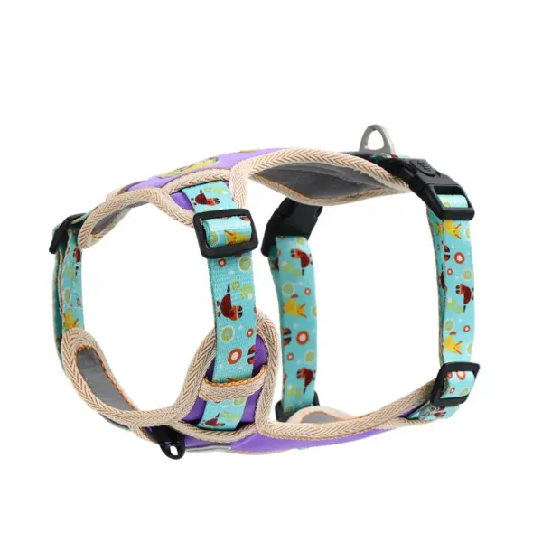 Dopamine Fun Element Printed Pet Harness(Purple+Blue)