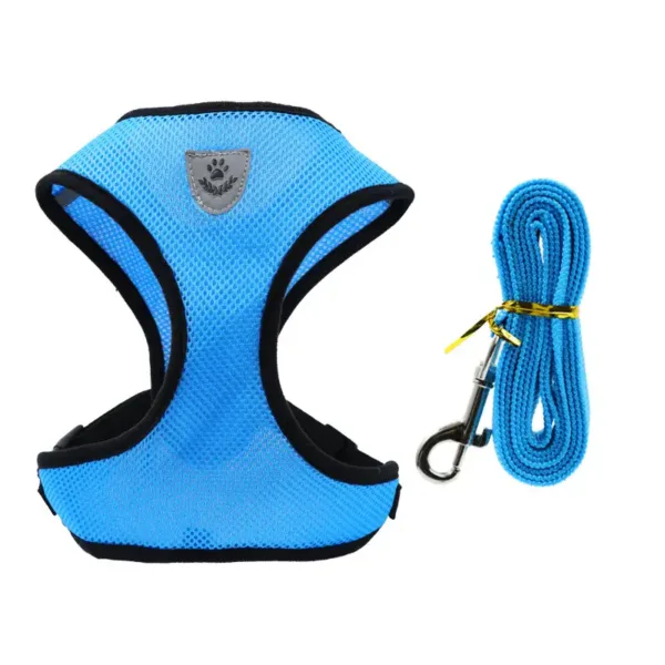 Luminous Paw Safety Reflective Pet Harness With Leash Blue