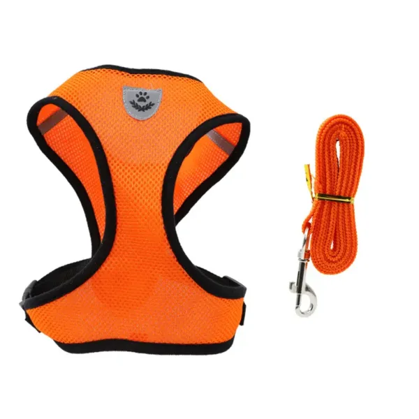 Luminous Paw Safety Reflective Pet Harness With Leash Orange
