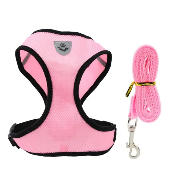 Luminous Paw Safety Reflective Pet Harness With Leash Pink