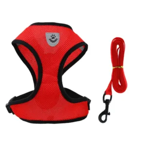 Luminous Paw Safety Reflective Pet Harness With Leash Red