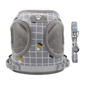 Safety Paw Print Reflective H-Shaped Pet Harness Grey