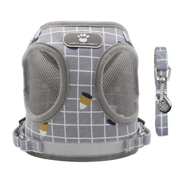 Safety Paw Print Reflective H-Shaped Pet Harness Grey