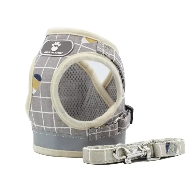 Safety Paw Print Reflective H-Shaped Pet Harness Grey