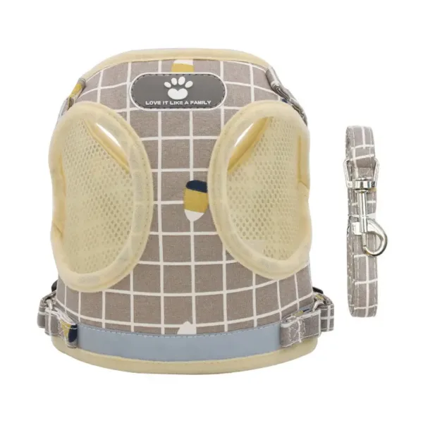 Safety Paw Print Reflective H-Shaped Pet Harness Khaki