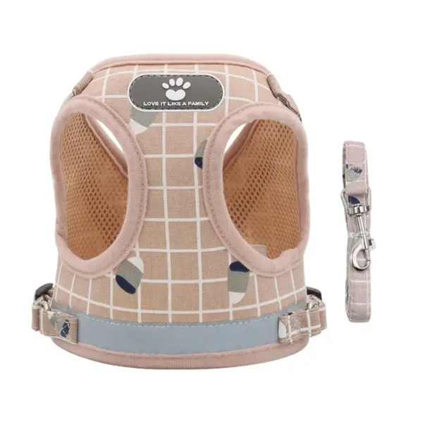Safety Paw Print Reflective H-Shaped Pet Harness Pink