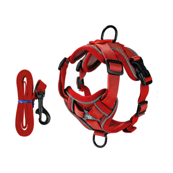 99% Escape-Proof, Breathable Mesh Ultra-Reflective No-Pull Harness​​ for Dog and Cats Red