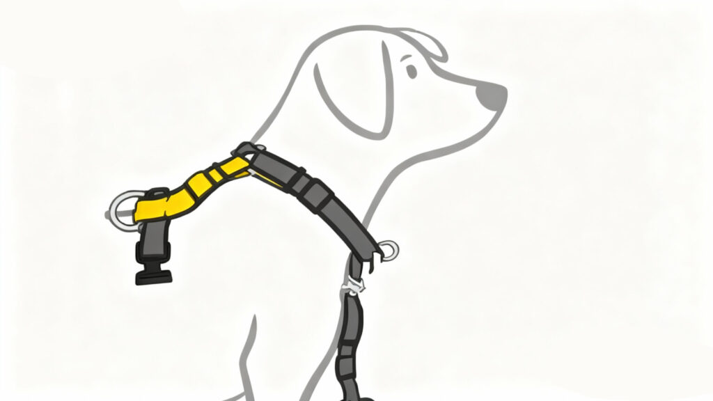 Adjust the dog's chest strap