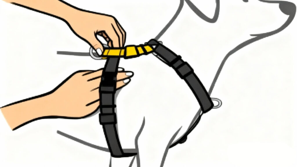 Adjust the dog's chest strap to fit the tightness