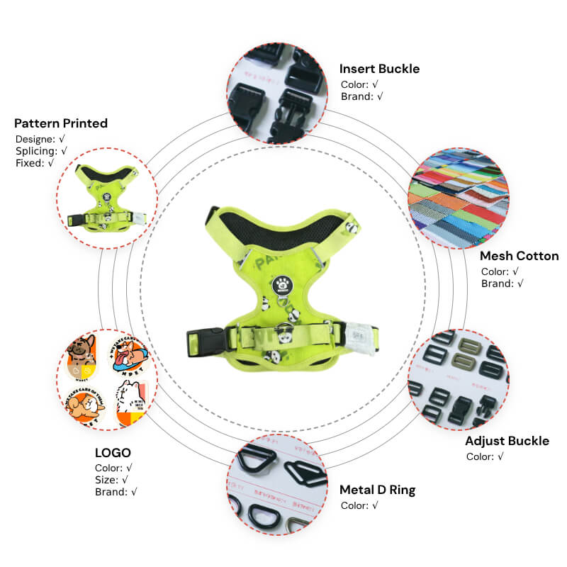 Cute Panda Print Pet Harness, Reflective Dog Vest with Leash Ring