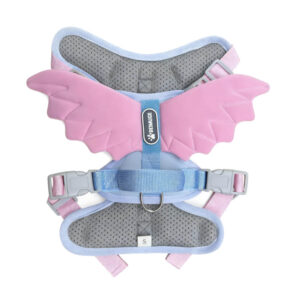 Angel Wings Dog Harness for Small Dogs - Adjustable & Breathable Pet Vest (Light Pink and Blue)