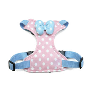 Adjustable Pet Harness with Bow - Pink Polka Dot Design, Soft Padded Vest for Dogs and Cats