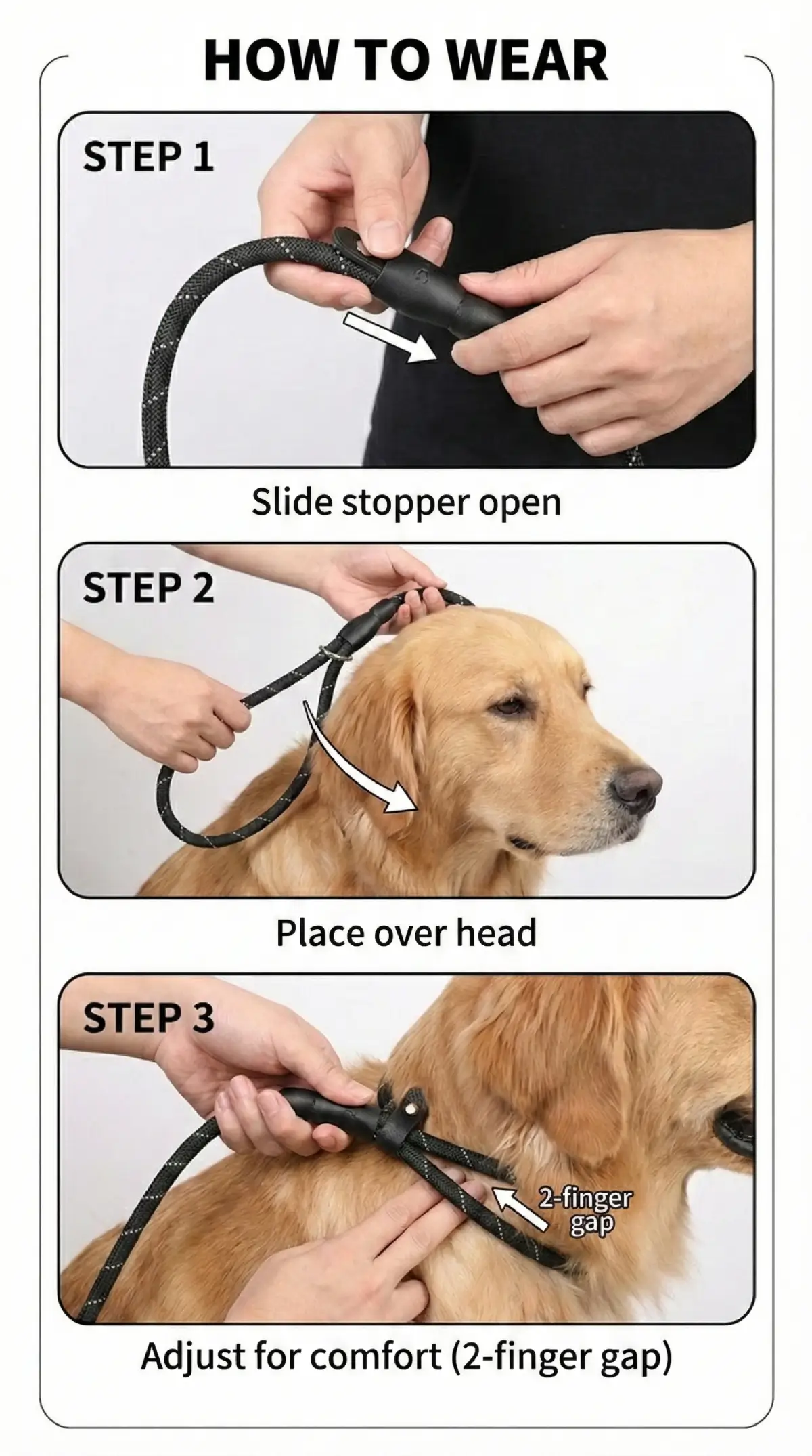 Cotton Handle P-Chain Professional Climbing Rope Dog Leash Wearing Instructions