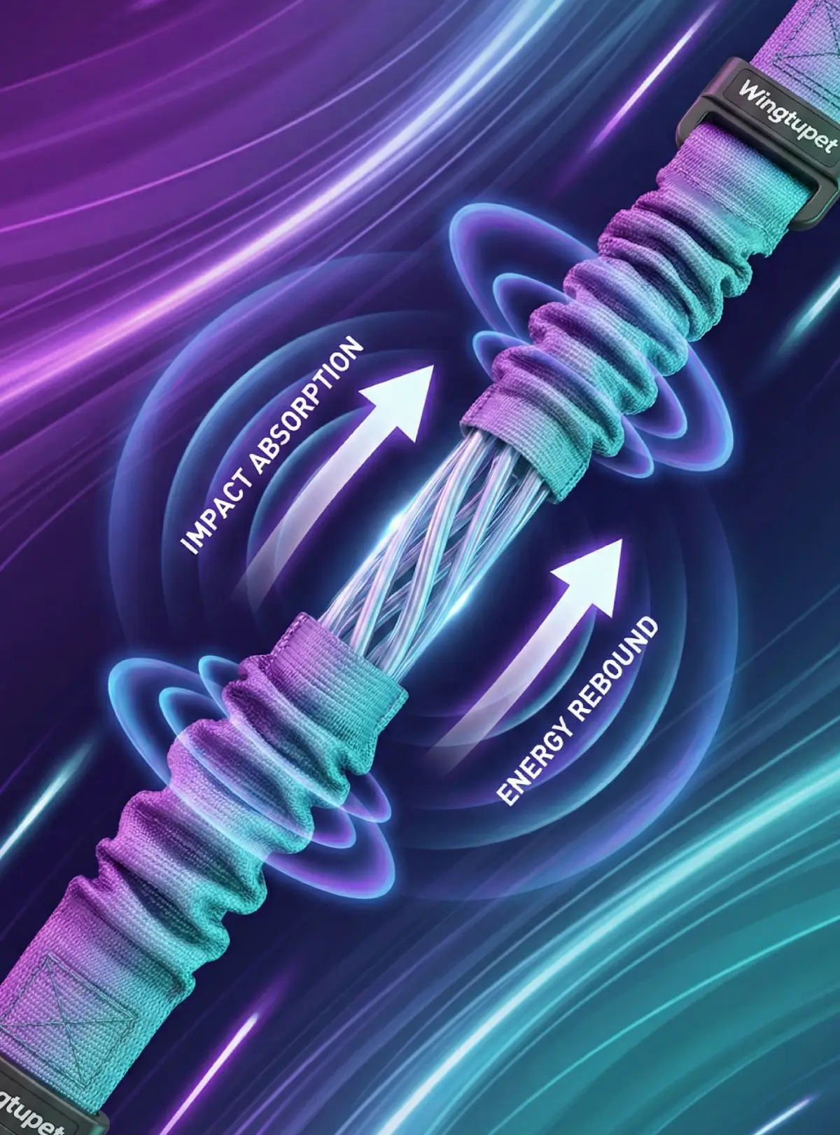 Multi-Functional Shock-Absorption Dog Leash with Bungee Process/Technology Visualization Concept Presentation - Buffer Shock Absorption