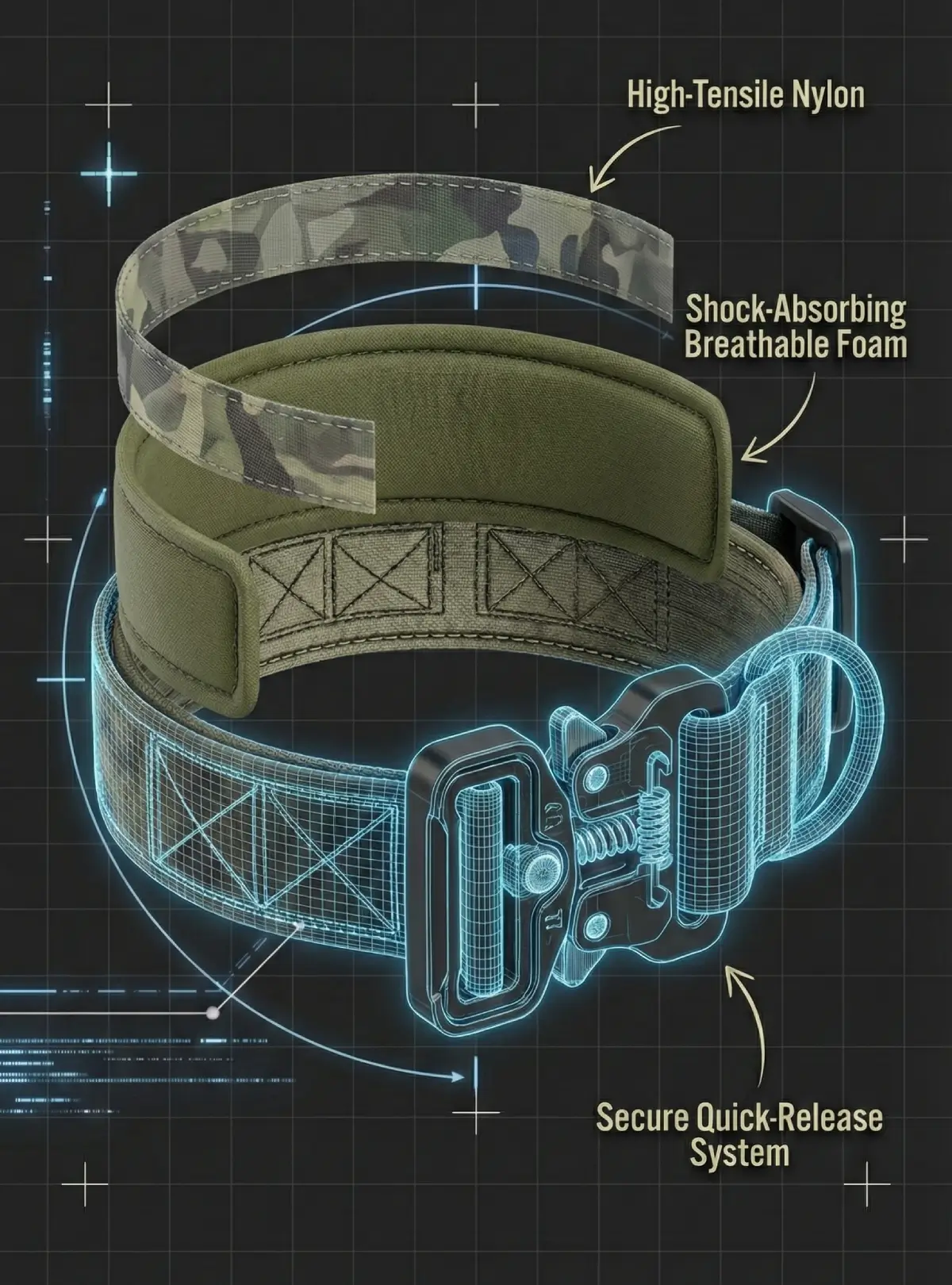 K9 Series Magnetic V-Shaped Buckle Tactical Heavy Duty Dog Collar Process Technology Visualization