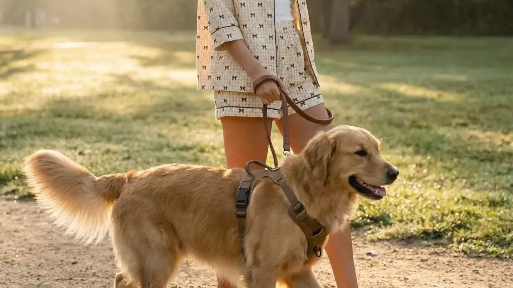 dog harness wearing worked